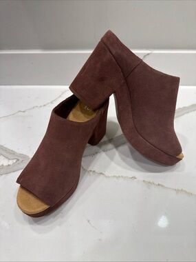 TOMS Florence Block Heel Sandal In Brown Chestnut Size 9.5 EUC